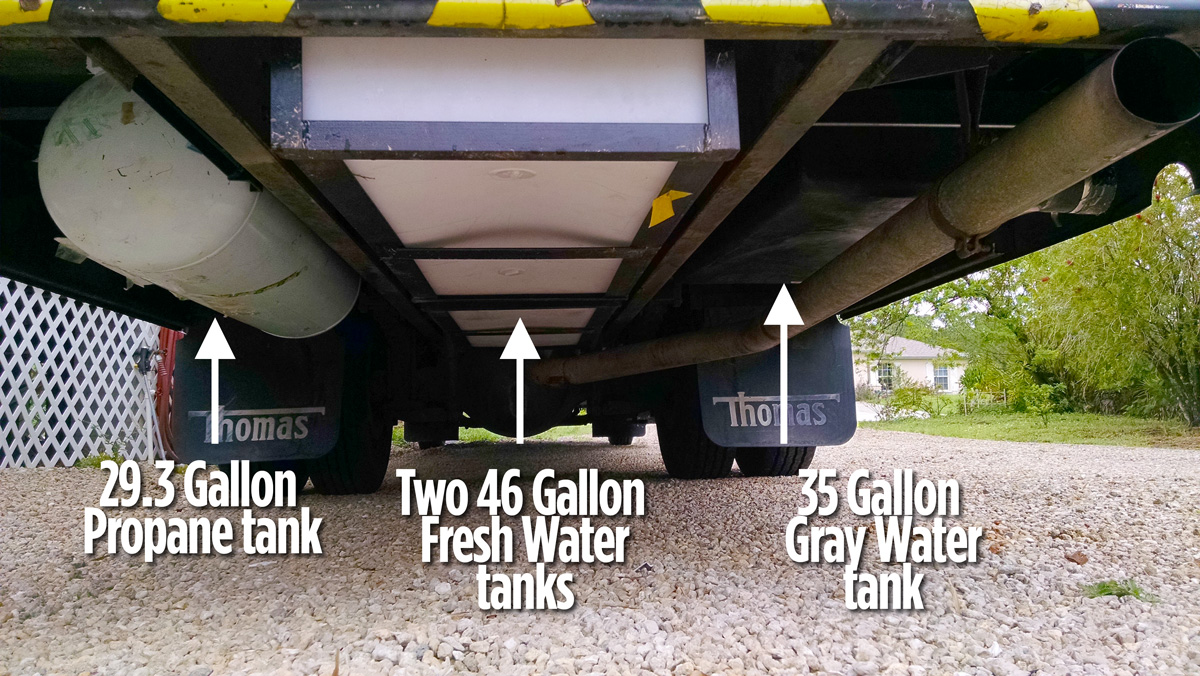 Skoolie Build Deadline - tanks under the bus installed