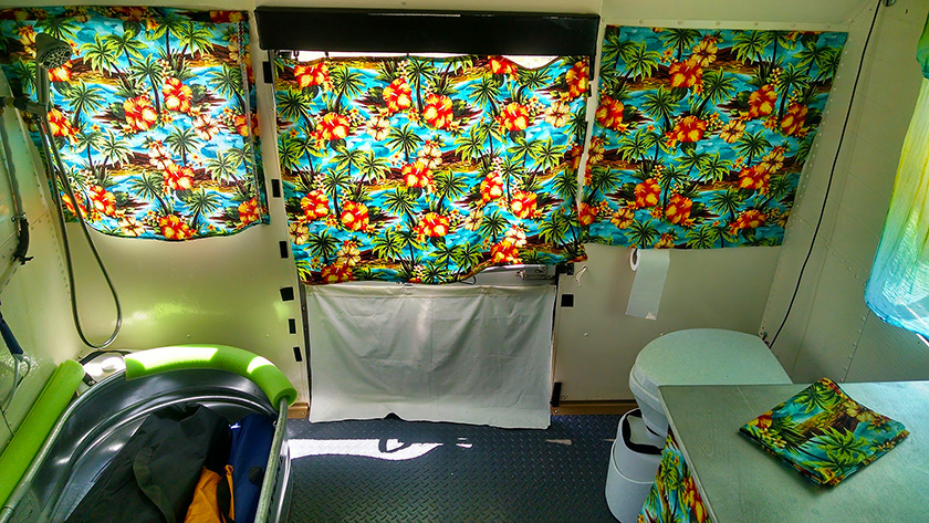 Our Skoolie is only a 9 window bus but we found enough space for a full bathroom.